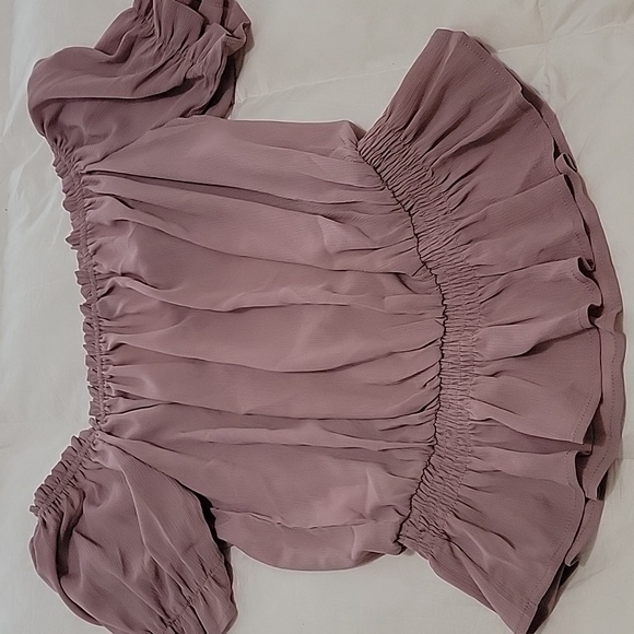 Shein Off Shoulder Tie Front Ruffle Hem Blouse NWOT - Picture 12 of 12